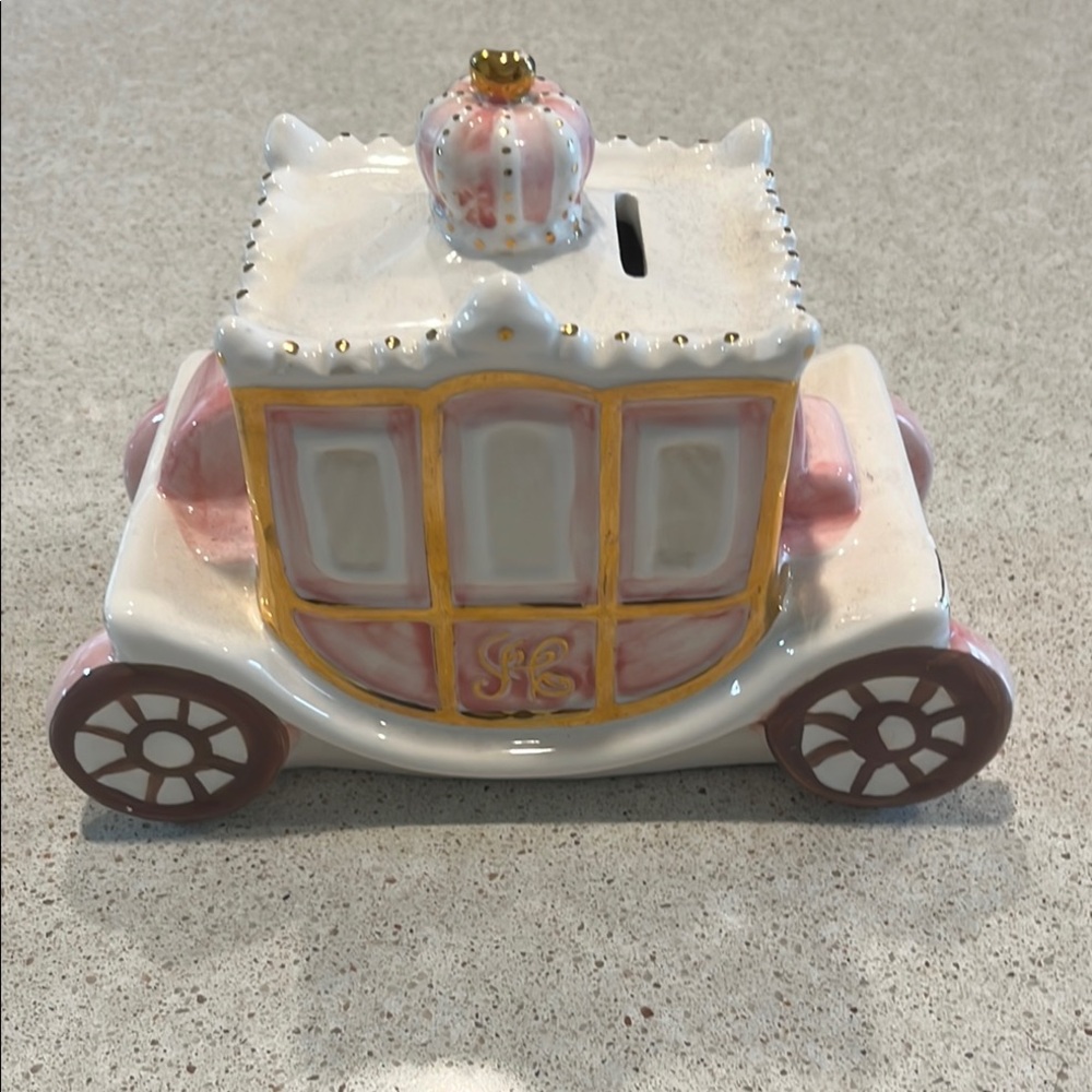 Pink and Gold Carriage Coin Bank ON HOLD